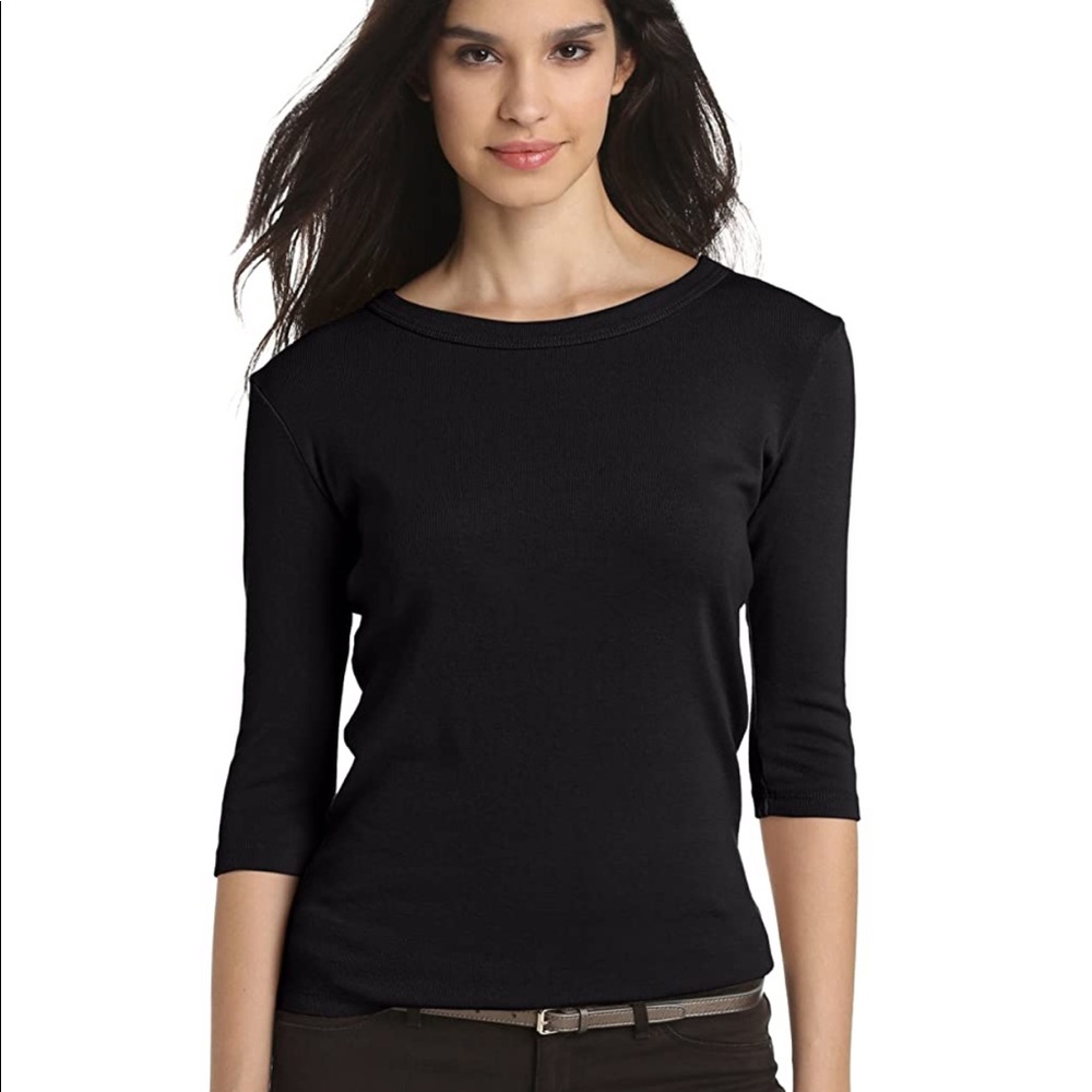 Michael Stars Black Shine 3/4 sleeve basic crew